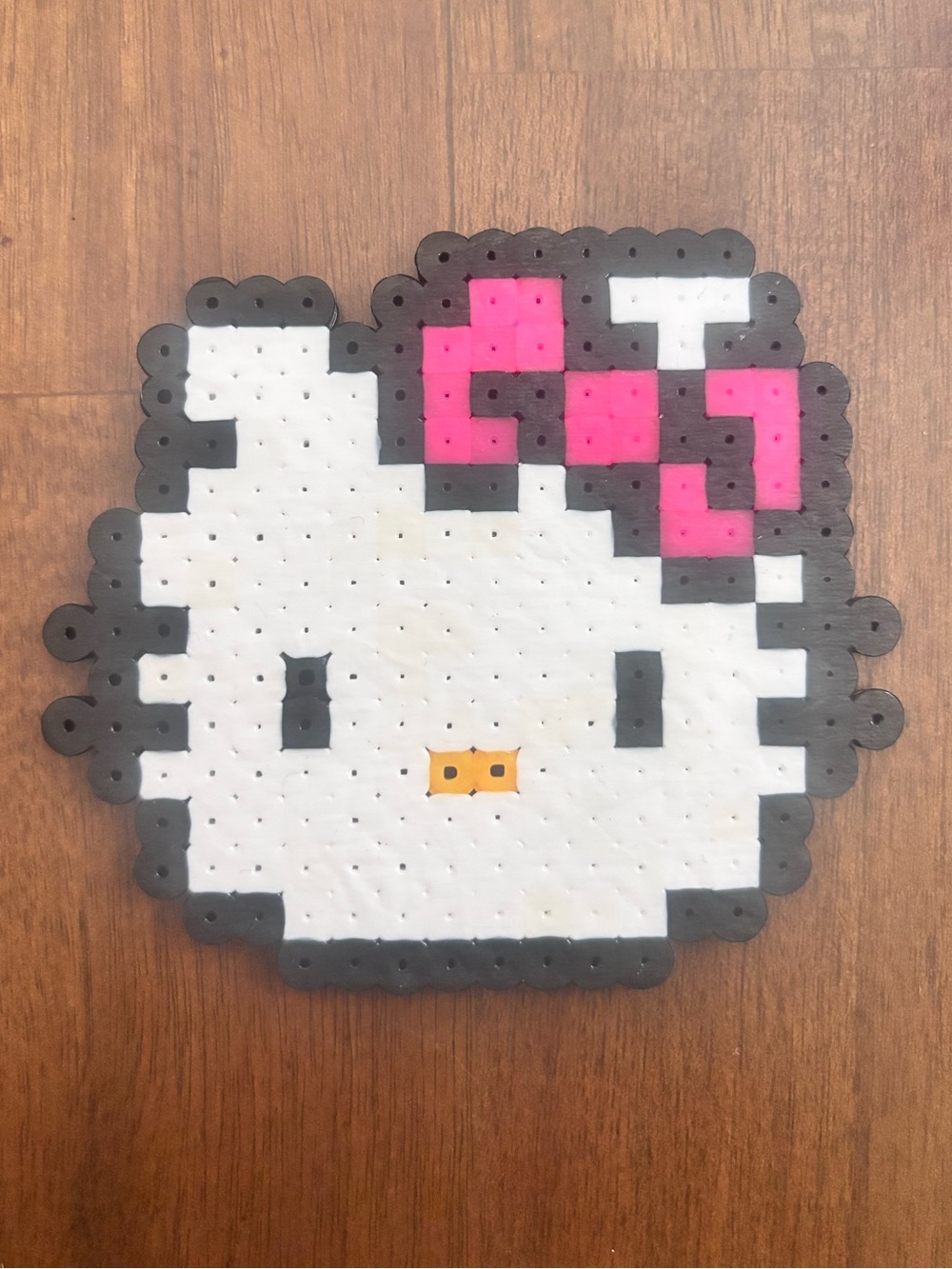 Hello Kitty Inspired Bead Art - White with Pink Bow